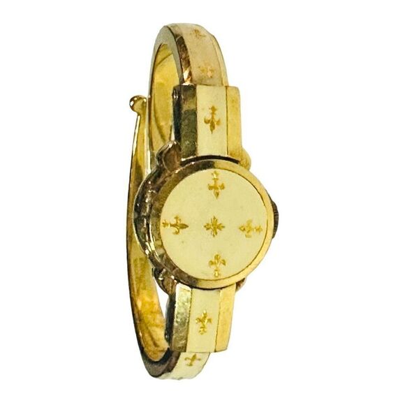 GRUEN Gosen Swiss Vintage Gold Plated Enamel Fleur De Lis Mechanical Manual Wind - Picture 13 of 13